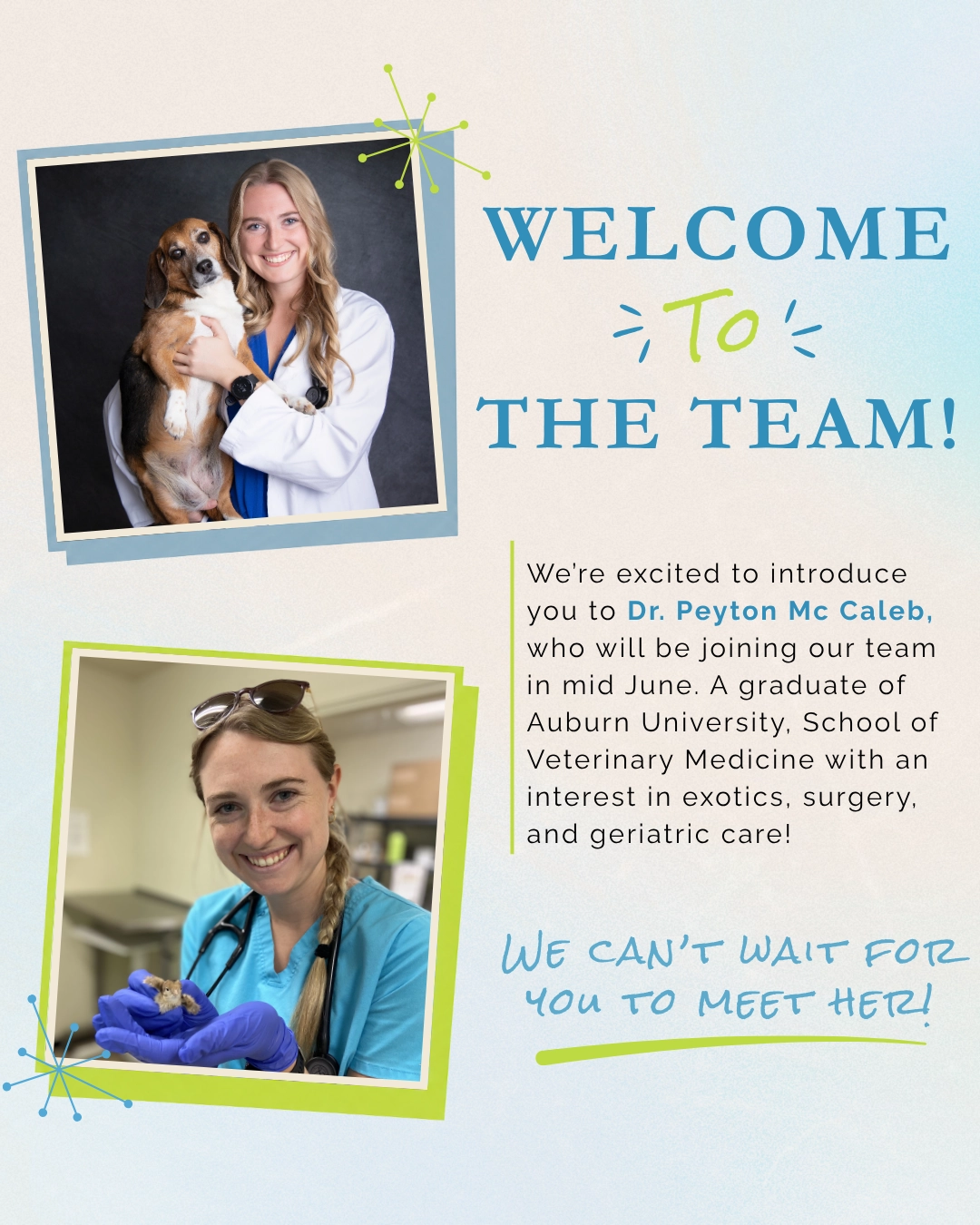 New Vet, Dr. Payton McCaleb